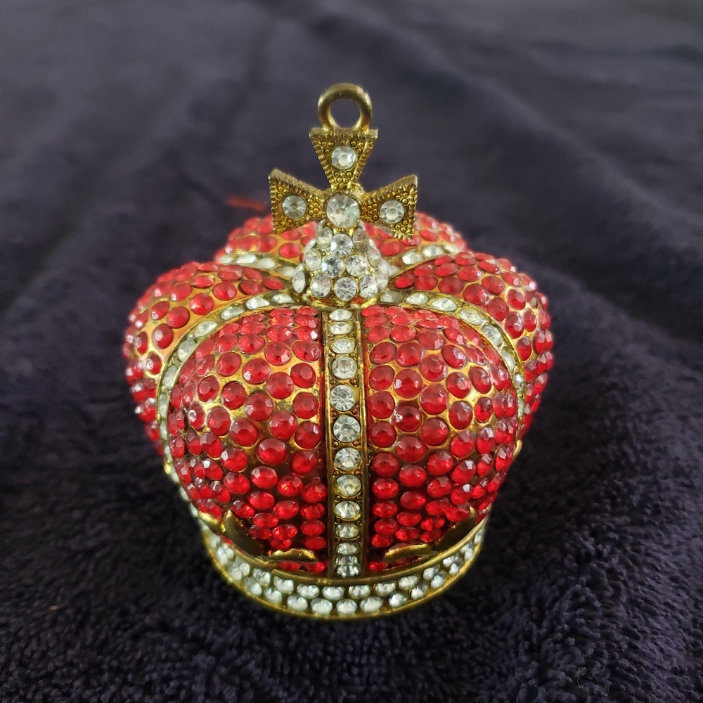 Ciel Jeweled Crimson Red Crown Crystal Trinket Box